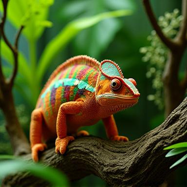 A vibrant, bioactive terrarium for a panther chameleon.